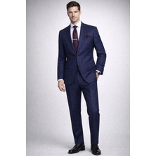 FABIO CASSEL Lacivet Bordo Kareli Premium Erkek Takım Elbise – Slim Fit Özel Gün & Davet Takımı