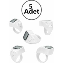 İhvan Online 5 Adet Işıklı Parmak Zikirmatik Yüzük - LED Aydınlatmalı Dijital Sayaç 5li Ekonomik Set - Beyaz