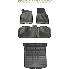Black Gold Tesla Model Y 3D Oto Paspas + Bagaj Havuzu Set Tam Uyumlu Havuzlu Tpe
