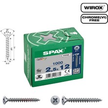 Spax Evrensel Vida 2.5 x 12 mm 1.000 Adet Tam Dişli Havşa Başlı Yıldız Z1 Spax-S Versiyon Wırox Kaplama
