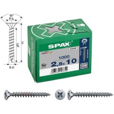 Spax Evrensel Vida 2.5 x 10 mm 1.000 Adet Tam Dişli Havşa Başlı Yıldız Z1 Spax-S Versiyon Wırox Kaplama