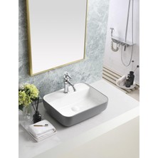 Harmeh Oslo Serisi Tezgah Üstü Çanak Lavabo – Modern Dikdörtgen Tasarım 50X40X13CM