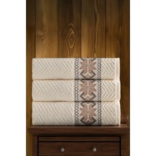 DNZGÜLCAN 3'lü Etnik Desenli Jakarlı Havlu Seti 70X140 cm | %100 Pamuk Banyo Havlusu-Çeyizlik-Premium