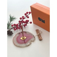 Pembe Doğal Akik Taşı Pirinç Tütsülük