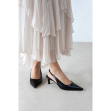 Straswans Molly  Kadın Topuklu Kırışık Deri Ayakkabı Siyah