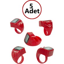 İhvan Online 5 Adet Işıklı Parmak Zikirmatik Yüzük - LED Aydınlatmalı Dijital Sayaç 5li Ekonomik Set - Kırmızı