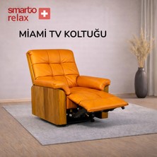 Smarto Relax Tv Koltuğu – Miami Serisi, Elektrikli Masaj & Isıtma, Hız/timer Ayarlı, USB  Şarj, , Deri, Doğal Ahşap Panel, Ergonomik Baba Koltuğu