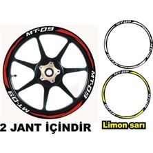 Mrt Teknik Yeni Özel  Motosiklet Jant Şeridi Yamaha mt 09 Beyaz Yazı Kırmızı Şerit Sağ-Sol/ön-Arka