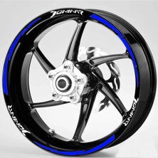 Mrt Teknik Yeni Özel  Motosiklet Jant Şeridi Dominar Beyaz-Mavi Sağ-Sol/ön-Arka