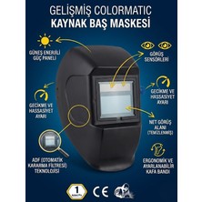 Endüstriyel Ümit Yapı Market Otomatik Kararan Kaynak Maskesi - Güneş Enerjili, Çift Sensörlü Colormatic Baş Maskesi