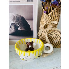 Renkli Fırça Orida Seramik Ballı Ayıcıklı Kulplu Kupa Bardak Hediyelik