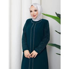 Eslemnur Kolları Taşlı Büyük Beden Anne Elbisesi