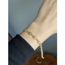 Yeknova Xuping 14 K Gold Renginde Kuyumcu Işçiliği Damla Model Zirkon Taşlı Kararmaz Kadın Bileklik
