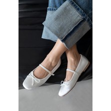 Straswans Maxy Kadın Fiyonk Detay Saten Babet Sedef