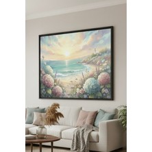 Safir Design Huzur Veren Sahil ve Çiçek Kompozisyonlu Çerçeveli Tablo