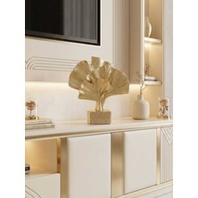 Rakaymu Kristal Taşlı Ginkgo Biloba Yaprağı Dekoratif Biblo - El Yapımı Polyester Reçine Hediyelik Aksesuar