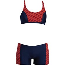 Ruko Maio 24161-1 Kız Çocuk Desenli Freeset Şortlu Bikini