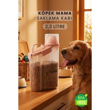 Özgürce 2300ML Pembe Köpek Maması Saklama Kabı Çift Contalı Geniş Hazneli