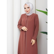 Eslemnur Kolları Taşlı Büyük Beden Anne Elbisesi
