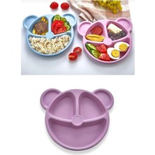 Özgürce Sevimli Ayıcık Figürlü Çocuk Yemek Tabağı, Pembe, 20CM