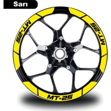 Mrt Teknik Sarı Yamaha Mt-25 Geniş Jant Sticker Etiket Modeli