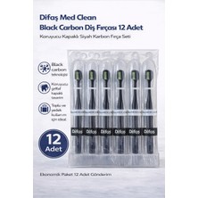 İntora Difaş Med Clean Black Carbon Diş Fırçası 12 Adet Standlı Koruyucu Kapaklı Siyah Karbon Seti