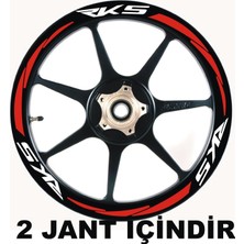 Mrt Teknik Yeni Özel  Motosiklet Jant Şeridi Rks Beyaz Yazı Kırmızı Şerit Sağ-Sol/ön-Arka