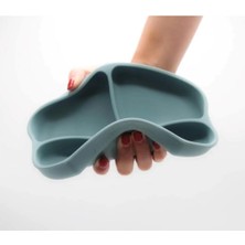 Özgürce Çocuklar Için 3 Bölmeli Silikon Vakumlu Beslenme Tabağı, Mavi, 18X17CM