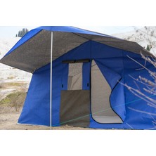 OBA ÇADIR 3 Odalı Kamp Çadırı 6-8 Kişilik (Kapı Sineklikli) Mavi