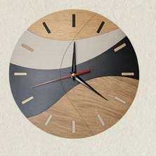 Lodos Geometrik Parçalı Dekoratif Ahşap Duvar Saat 30 cm - Sessiz Akar Mekanizma