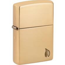 Zippo Armor® Flame Dizayn Çakmak - Tumbled Brass Metal, Premium Tasarım ve Benzinli Yakıt
