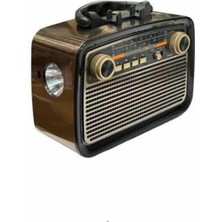 İntora Nostalji Radyo Bluetooth Hoparlör Usb-Sd Kart Giriş LED Fener Işıklı Bataryalı Pilli