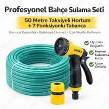Toptancı Amca Takviyeli Bahçe Hortumu Balkon Hortumu + Ayarlı Fıskiye Tabancası Seti – 50 Metre | 1/2 Inç