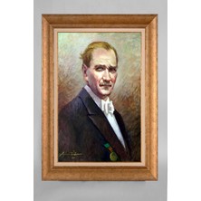 Giyense Altın Varaklı Çerçeveli Paspartulu Atatürk Tablo AA847