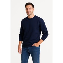 Glam Love Üç Iplik Düz Bisiklet Yaka Sweatshirt - Lacivert