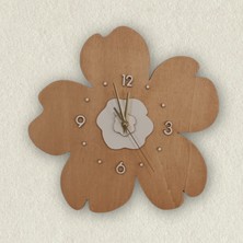 Lodos Çiçek Tasarımlı Ahşap Çocuk Odası Duvar Saati - 35 cm - 9 mm Kavak Kontra