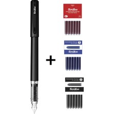 Scrikss Primeo Dolma Kalem Siiyah & Kırmızı - Mavi - Siyah Kartuş Set