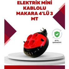 Tuncel Store Kırmızı Renk 3 Metre 4’lü Kablolu Priz Makarası