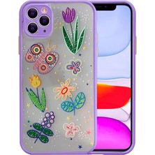 OEMTR iPhone 11 Pro 5.8inç Kamera Korumalı Çiçek Desenli Silikon KILIF-1852