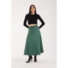 Win Moda Yeni Sezon Mevlana Süet Uzun Kloş Etek Yüksek Bel Lastikli Iç Göstermeyen Mevlana Serisi S/xl 7 Renk