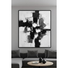Safir Design Modern Soyut Siyah Beyaz Çerçeveli Tablo