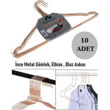 Askıcı 10 Adet Ince Bakır Metal Gömlek ve Elbise Askısı | 10 Adet Bakır Tel Askı