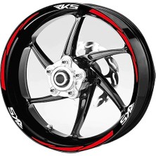 Mrt Teknik Yeni Özel  Motosiklet Jant Şeridi Rks Beyaz Yazı Kırmızı Şerit Sağ-Sol/ön-Arka