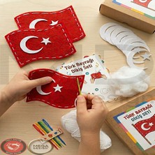 Mega Design (3'lü set) 23 Nisan & 29 Ekim Milli Bayramlar Için Türk Bayrağı Keçe & Eva El Işi ve Motor Becerisi Geliştirici