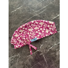Tosbic's Store Krem Çiçekli Pembe Cerrahi Bone (Ithal Kumaş)