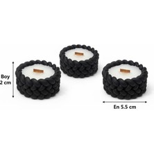 Crealis 3’lü Siyah Dekoratif Mumluk Seti El Yapımı Alçı  Mum Dahil (5,5 Cm)3’lü Siyah Dekoratif Mumluk Seti El Yapımı Alçı – Mum Dahil (5,5 Cm)