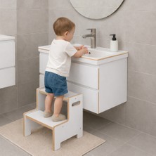 Jest Dekor Konsept Momo Ahşap Basamak Tabure Çocuk Banyo Wc Lavabo Merdiven Yükseltici Eğitici Kaymaz Montessori