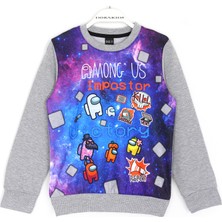 Among Us Erkek Çocuk Among Us Baskılı Mevsimlik Sweatshirt Gri 001-0001673