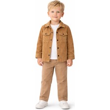 Almira Anne Bebek Erkek Çocuk Çıt Çıt Kapamalı- Cepli Kadife Gömlek -Uzun Kollu Bady- Kanvas Pantolonlu Takım