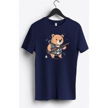 MGAX Avcı Hunter Bear Baskılı Regular Sıfır Yaka %100 Pamuk Unisex Penye T-Shirt